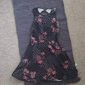 Floral Black and Pink Kids Dress